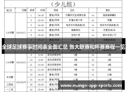 全球足球赛事时间表全面汇总 各大联赛和杯赛赛程一览